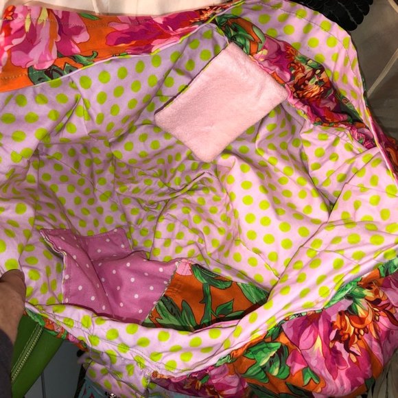 Hand Crafted pink orange Tropical SUMMER Floral cotton hobo bag - Picture 4 of 7